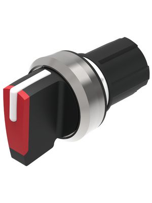 Selector Switch Actuator, ON-OFF-(ON), Handle, Black / Red