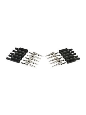 Alligator Clips with Insulators 10pcs, Black/Metal, 10A