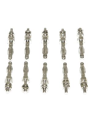 Banana Plug with M3 Stud 10-Pack, Metal, 36A, 5kV, Nickel-Plated