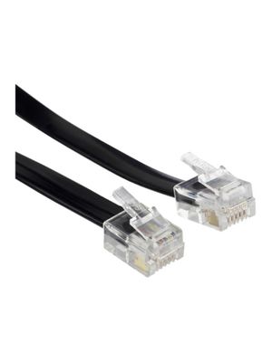 Telephone Cable, RJ12 Plug - RJ12 Plug, Flat, 15m, Black