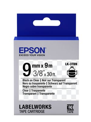 Label Tape, Paper, 9mm x 9m, Transparent