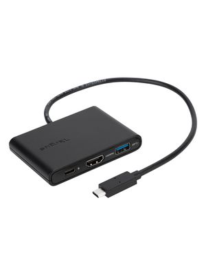 Docking Station, USB-C Plug, Bus-Powered, 60W, Ports Total 3