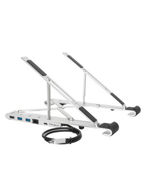 Notebook Stand with Docking Station, USB-C Plug, Bus-Powered, 100W, Ports Total 5