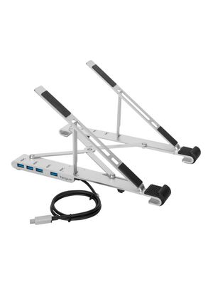 Notebook Stand with Docking Station, USB-C Plug, Bus-Powered, 100W, Ports Total 5