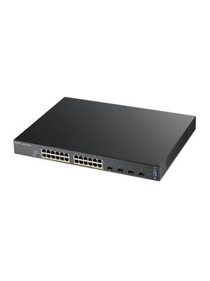 PoE Switch, Layer 3 Managed, 10Gbps, 375W, RJ45 Ports 24, PoE Ports 24