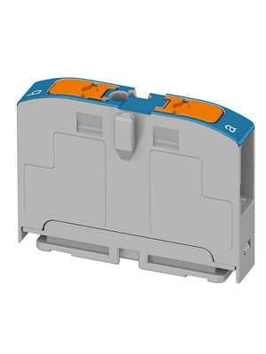 Terminal Block, Push-In, 2 Poles, 24A, 0.14 ... 4mm², Blue / Grey