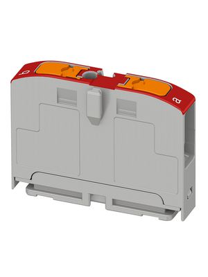 Terminal Block, Push-In, 2 Poles, 24A, 0.14 ... 4mm², Grey / Red