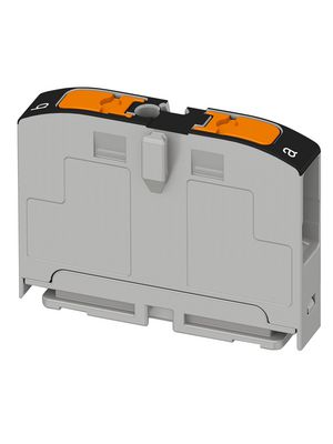 Terminal Block, Push-In, 2 Poles, 24A, 0.14 ... 4mm², Black / Grey