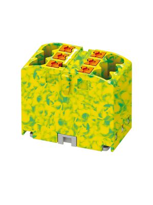 Terminal Block, Push-In, 6 Poles, 450V, 24A, 0.14 ... 4mm², Green / Yellow