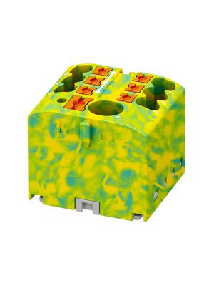 Terminal Block, Push-In, 7 Poles, 450V, 41A, 0.14 ... 10mm², Green / Yellow
