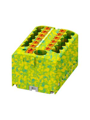 Terminal Block, Push-In, 13 Poles, 450V, 24A, 0.14 ... 10mm², Green / Yellow