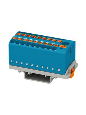 Terminal Block, Push-In, 19 Poles, 500V, 24A, 0.14 ... 10mm², Blue