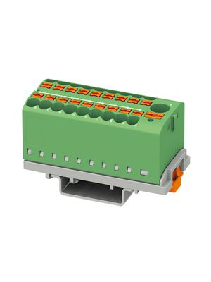 Terminal Block, Push-In, 19 Poles, 500V, 24A, 0.14 ... 10mm², Green