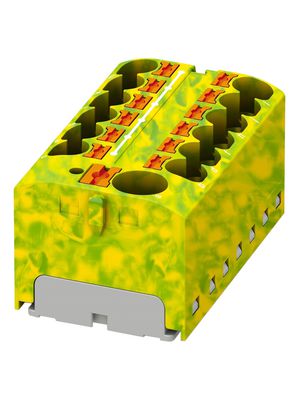 Terminal Block, Push-In, 13 Poles, 450V, 32A, 0.2 ... 10mm², Green / Yellow