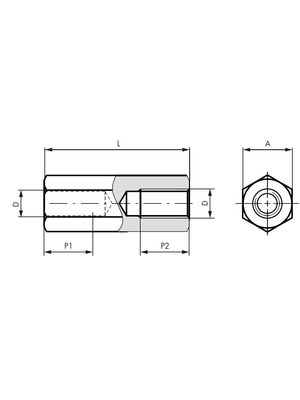 Standoff, 12mm, M5, Zinc-Plated Steel