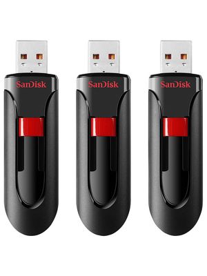 USB Stick, 3pcs, Cruzer Glide, 32GB, USB 2.0, Black / Red