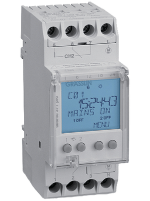 Time Clock Relay DIN-Rail, Week, 1 Change-Over (CO) / 1 Make Contact (NO)