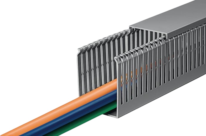 HellermannTyton HTWD-PN Gri, PVC Delikli Kablo Kanalı, 100 mm x 100mm, Uzunluk: 2m