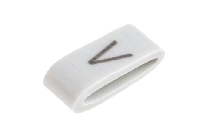 HellermannTyton Kablo İşaretleyici, Beyaz üstüne Siyah Renkli, V, Kaydırarak Takma, 1,8mm → 6,3mm