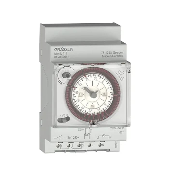Grasslin Analogue DIN Rail Time Switch 230 V ac, 1-Channel