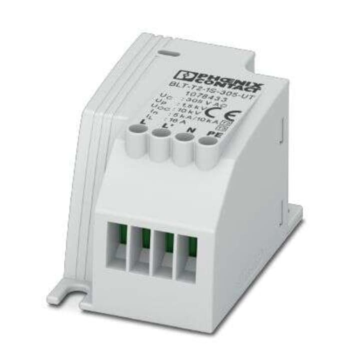 Phoenix Contact, BLT-T2-1S-305-UT Surge Suppressor Unit 100 → 230 V ac Maximum Voltage Rating 10kA Maximum Surge
