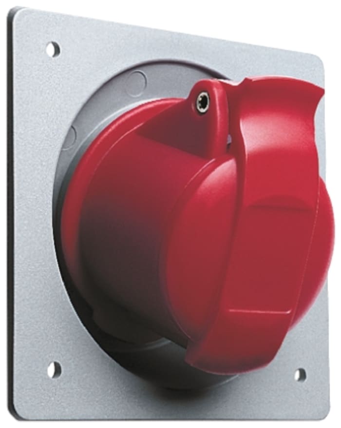 ABB, Easy & Safe IP44 Red Panel Mount 3P + N + E Right Angle Industrial Power Socket, Rated At 32A, 415 V