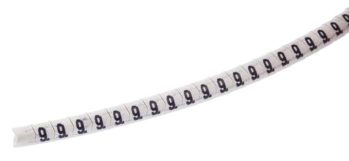 HellermannTyton Kablo İşaretleyici Helagrip, Beyaz üstüne Siyah Renkli 9, Kaydırarak Takma, 2mm → 5mm