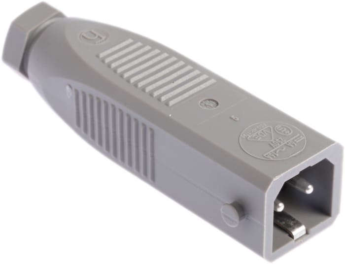 Hirschmann Ağır Hizmet Güç Konnektörü, Fiş, 2P+E, 250 V ac/dc, 16A, Kablo Ucuna Monte, Gri, IP54, ST Serisi