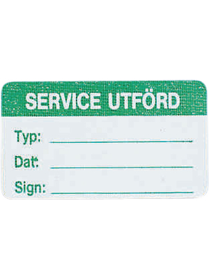 Sticker, 40x23mm, Rectangular, Green on White, Service, 9pcs