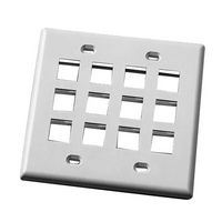 12 PORT DUAL GANG WALLPLATE   WHITE HELLERMANN TYTON