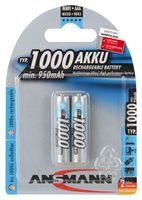 Rechargeable Battery, 1.2 V, Nickel Metal Hydride, 1 Ah, AAA, Raised Positive and Flat Negative