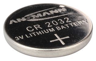 Battery, Button Cell, Single Cell, 3 V, 2032, Lithium Manganese Dioxide, 230 mAh, Pressure Contact