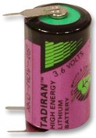 Battery, Lithium Xtra, Single Cell, 3.6 V, 1/2AA, Lithium Thionyl Chloride, 1.1 Ah, PCB Pins