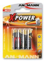 Battery, X-Power Premium, Pack of 4, 1.5 V, AAA, Alkaline, 1.3 Ah