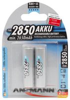 Rechargeable Battery, Pack of 2, 1.2 V, Nickel Metal Hydride, 2.85 Ah, AA