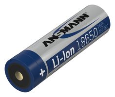 Rechargeable Battery, 3.6 V, Lithium Ion, 2600 mAh, 18650, Raised Positive and Flat Negative