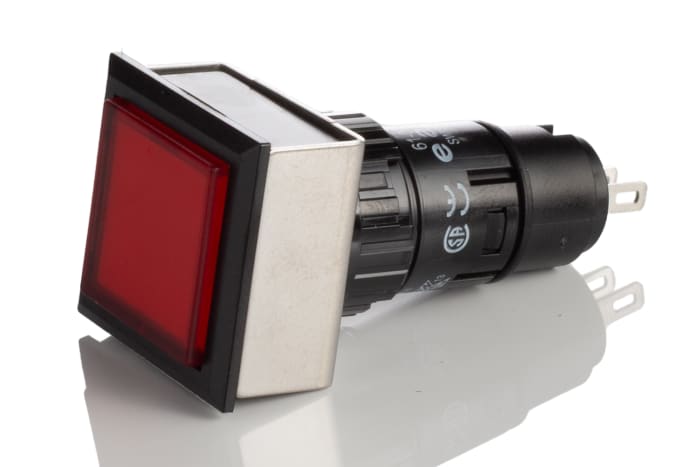EAO, 61, Panel Mount Red LED Pilot Light, 16mm Cutout, IP65, Square, 250V ac