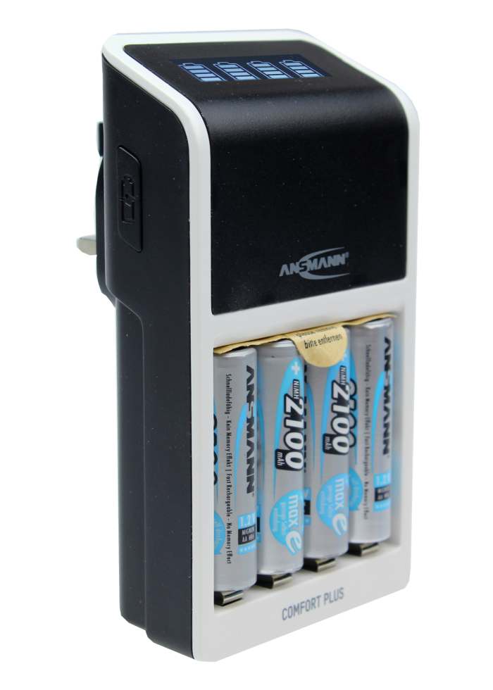 Ansmann 1001-0094-44-01520 Battery Charger For NiMH 9V, AA, AAA with UK plug, Batteries Included