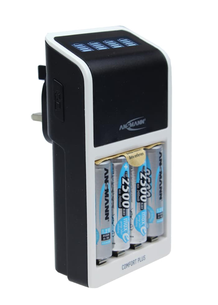 Ansmann 1001-0094-44-02520 Battery Charger For NiMH 9V, AA, AAA with UK plug, Batteries Included