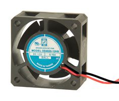 DC Axial Fan, 12 V, Square, 40 mm, 20 mm, Ball Bearing, 6.5 CFM