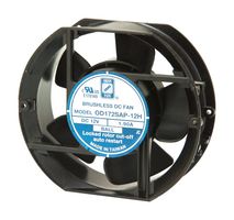 DC Axial Fan, 24 V, Rectangular with Rounded Ends, 172 mm, 51 mm, Ball Bearing, 235 CFM