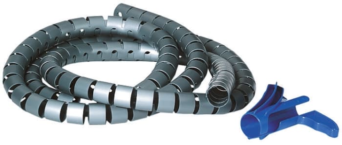 HellermannTyton Helawrap Kablo Toplama Spirali, Polipropilen, Gri, Kablo Çapı: 29 → 32mm