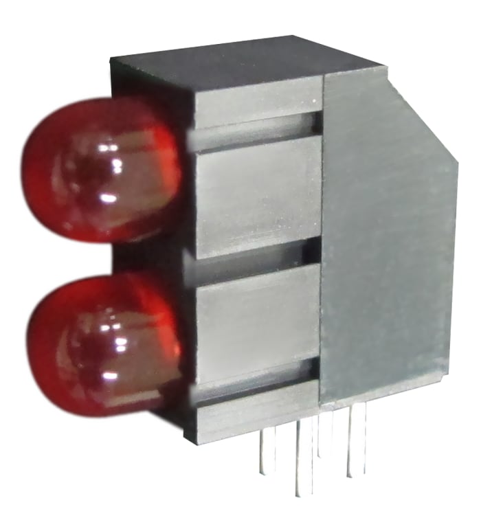 Kingbright L-1503EB/2ID Kırmızı Dik Açılı PCB LED İndikatör Lambası, 2 Ledli, İğne Bacaklı, 2,5 V