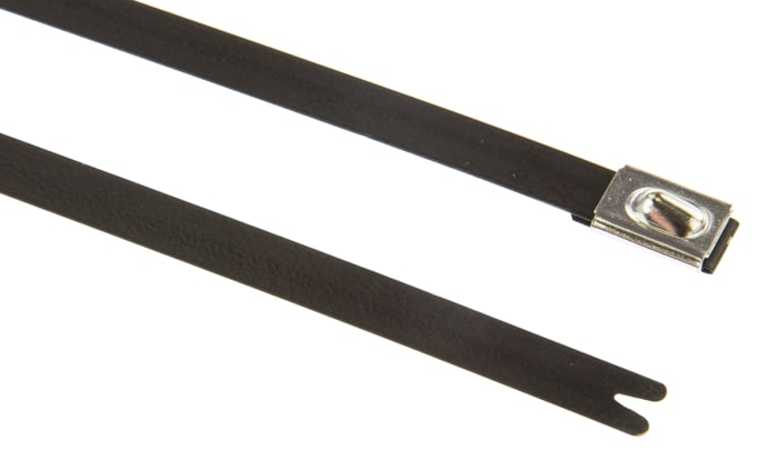 HellermannTyton, Siyah, Polyester Kaplamalı Paslanmaz Çelik, Bilyalı Kablo Bağı, 521mm x 7,9 mm