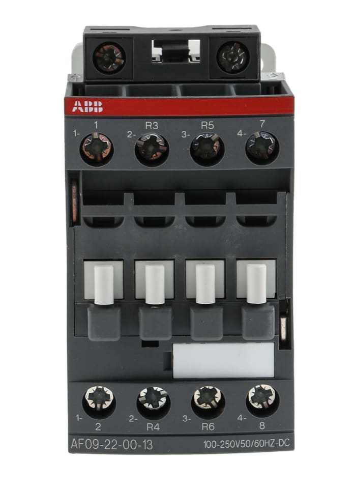 AF09 AF Aralığı Kontaktör, 4 Kutuplu, 25 A, 4 kW, Bobin Gerilimi: 50/60 Hzte 100 → 250 V