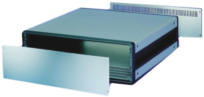 nVent SCHROFF Grey Aluminium Front Panel, 3U, 84HP, 480 x 222mm