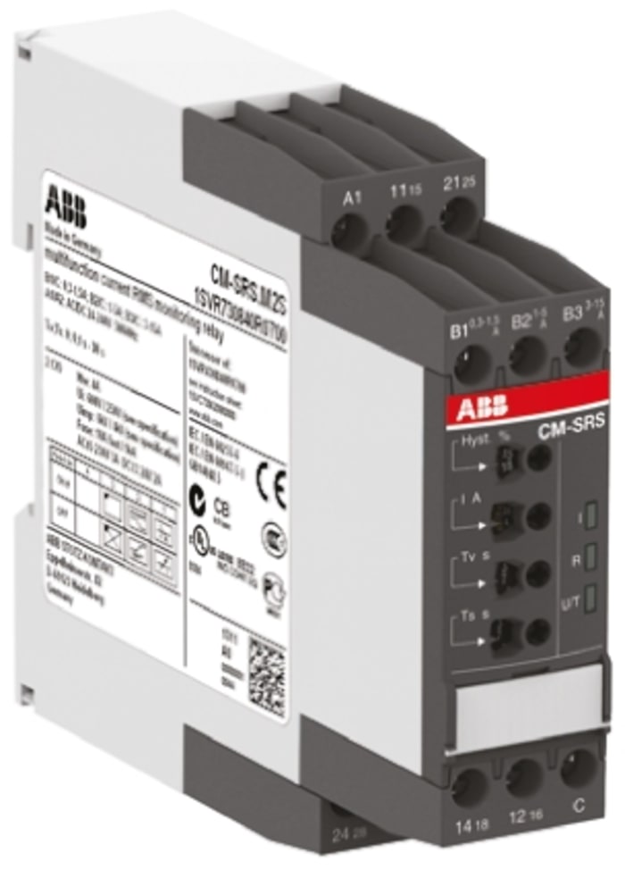 ABB Current Monitoring Relay, 1 Phase, DPDT, DIN Rail