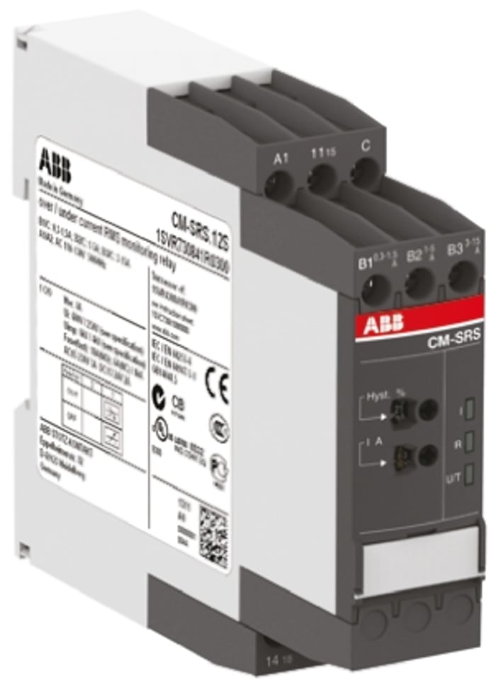 ABB Kontrol Rölesi, SPDT, Akım, Tek Fazlı, Besleme Gerilimi: 220 → 240 V ac