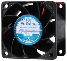 DC Axial Fan, 12 V, Square, 60 mm, 38 mm, Ball Bearing, 86 CFM