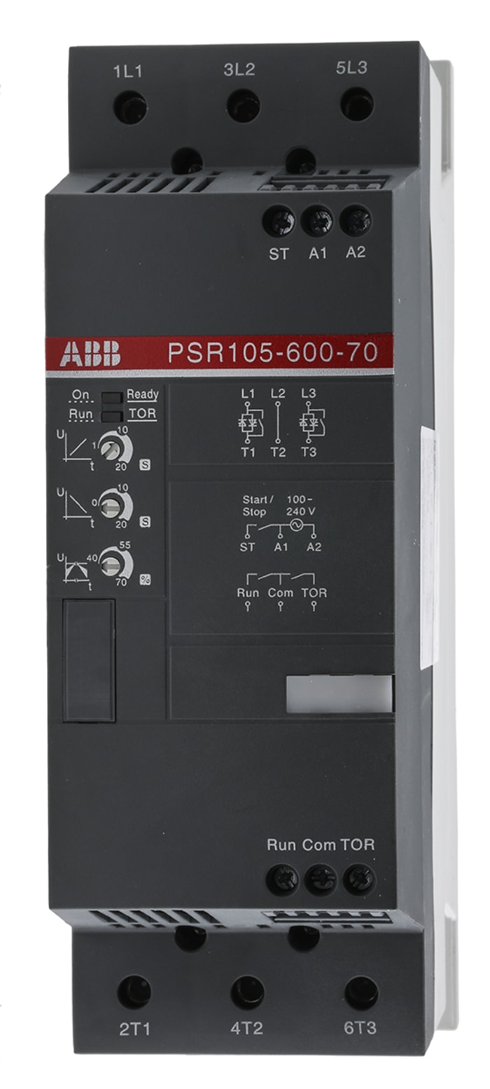 ABB Yumuşak Yolverici, PSR Serisi, 105 A, 55 kW, 208 → 600 V, IP10, IP20